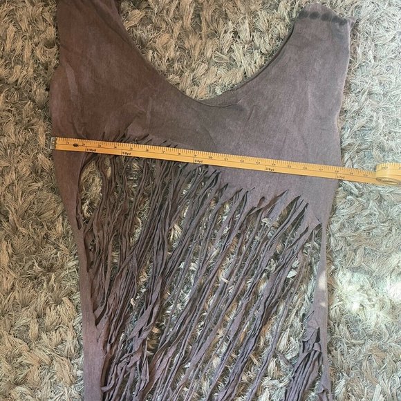 Purple Ombre Distressed Off-Shoulder Shirt Dress Rips Unique Sz O/S - Picture 9 of 9